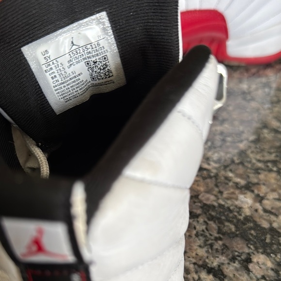 Jordan 12 retro White and Red Sneakers Iconic Design W7 or boys 5 - Picture 11 of 16